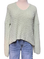 Sage Green Popcorn Knit Sweater Size Medium -RF
