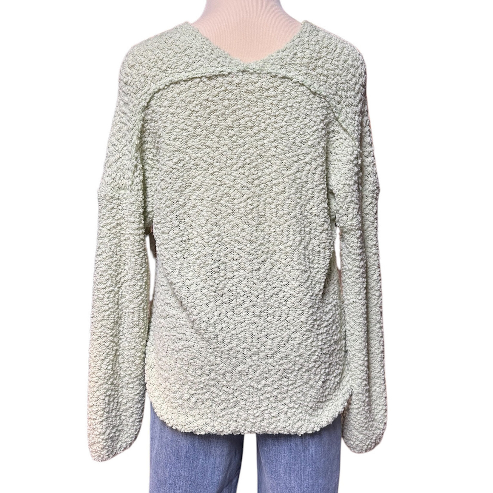 Sage Green Popcorn Knit Sweater Size Medium -RF