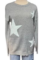 Grey Star Print Sweater Size Small-RF