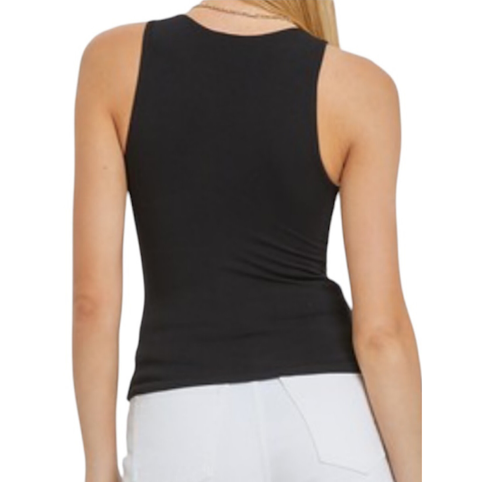 Black Round Neck Basic Knit Tank