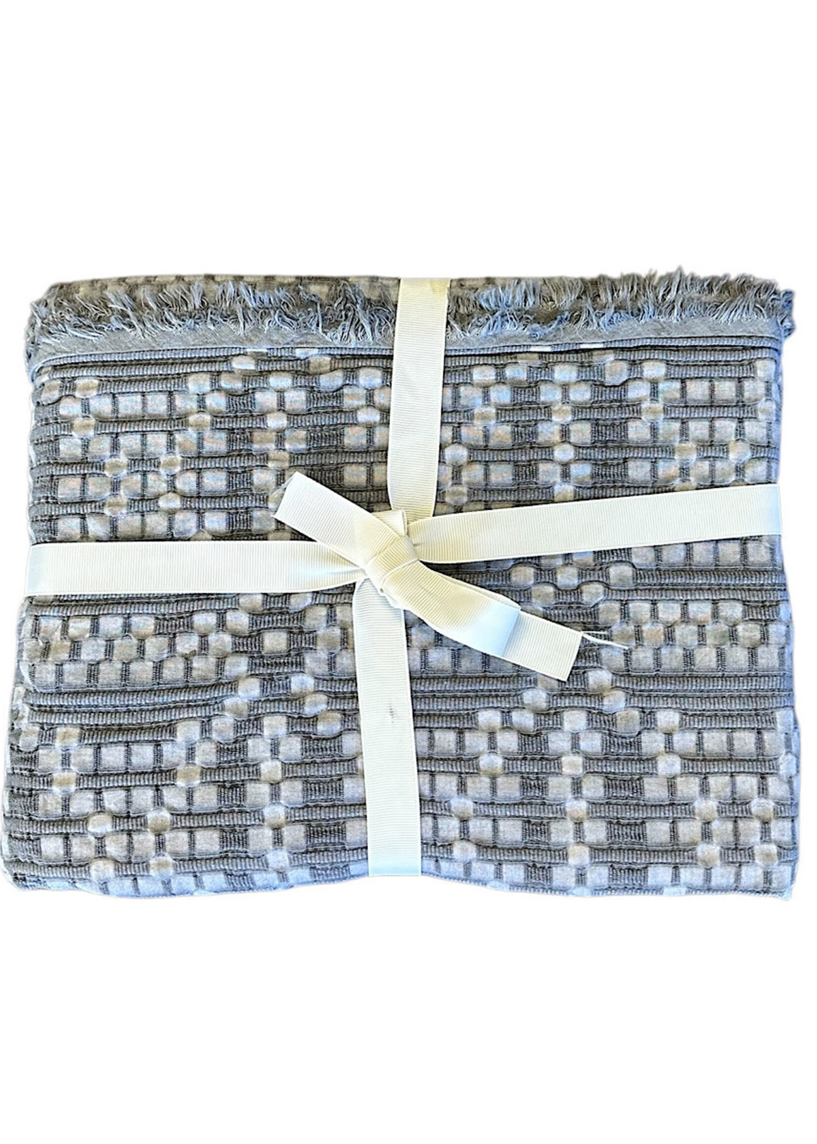 Throw Blanket Cotton Oversized Grid Design