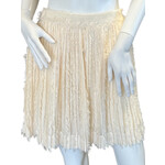 Cream Fuzzy Detailed Pleated Mini Skirt