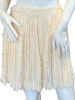 Cream Fuzzy Detailed Pleated Mini Skirt