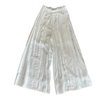 White Woven Flowy Wide Leg Pants