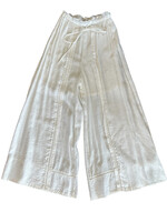 White Woven Flowy Wide Leg Pants