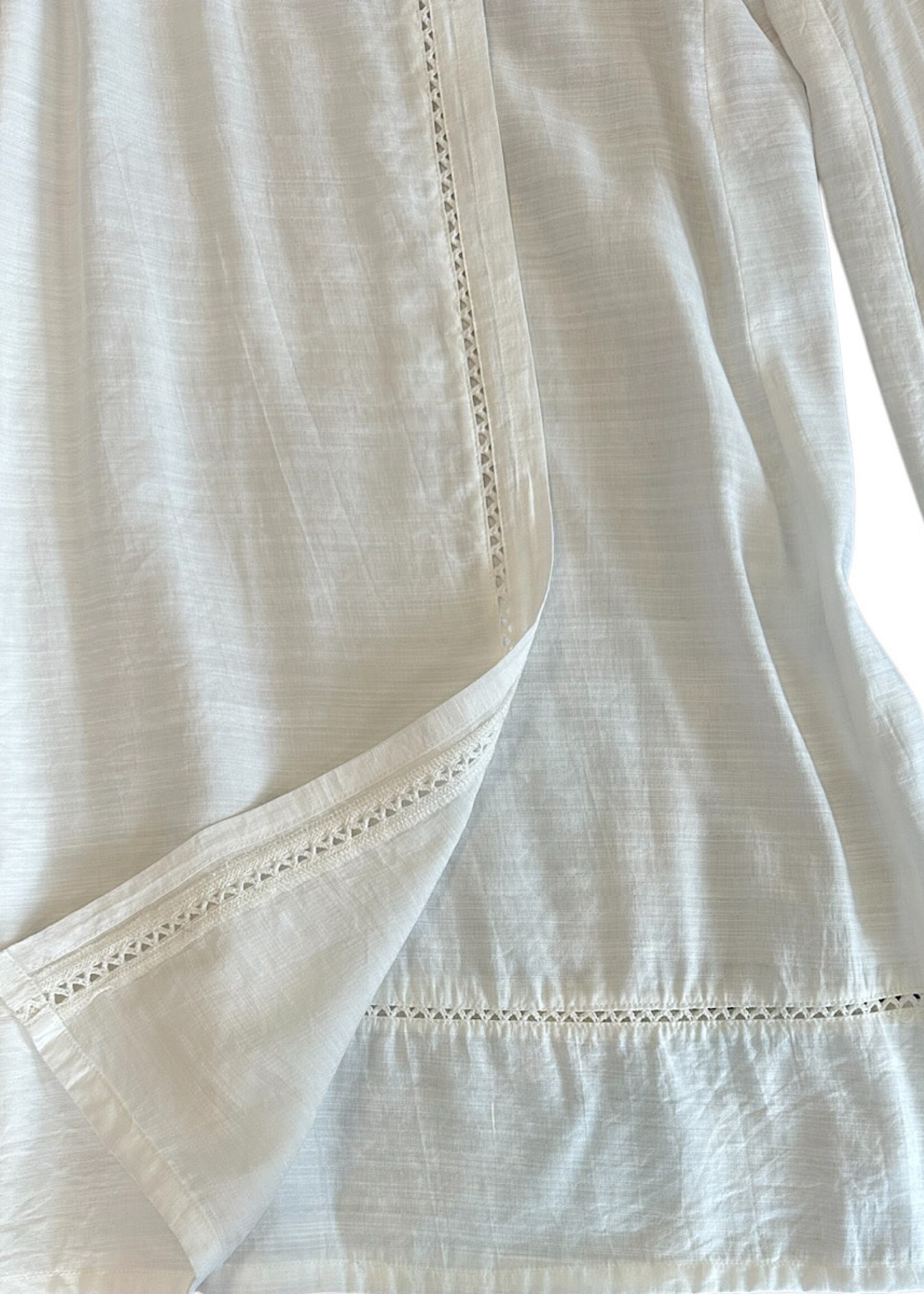 White Woven Flowy Wide Leg Pants