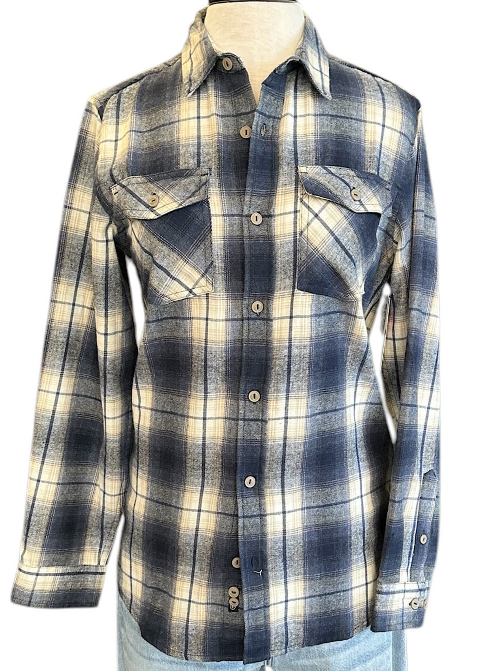 Blue/Ivory Men's Flannel Shirt