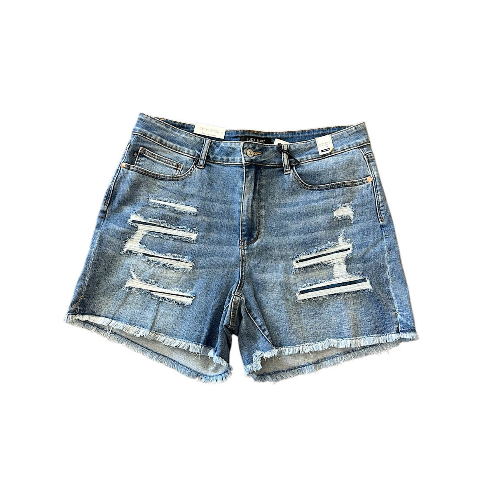 Judy Blue JB150122PL Patched Side Slit Cutoff Shorts