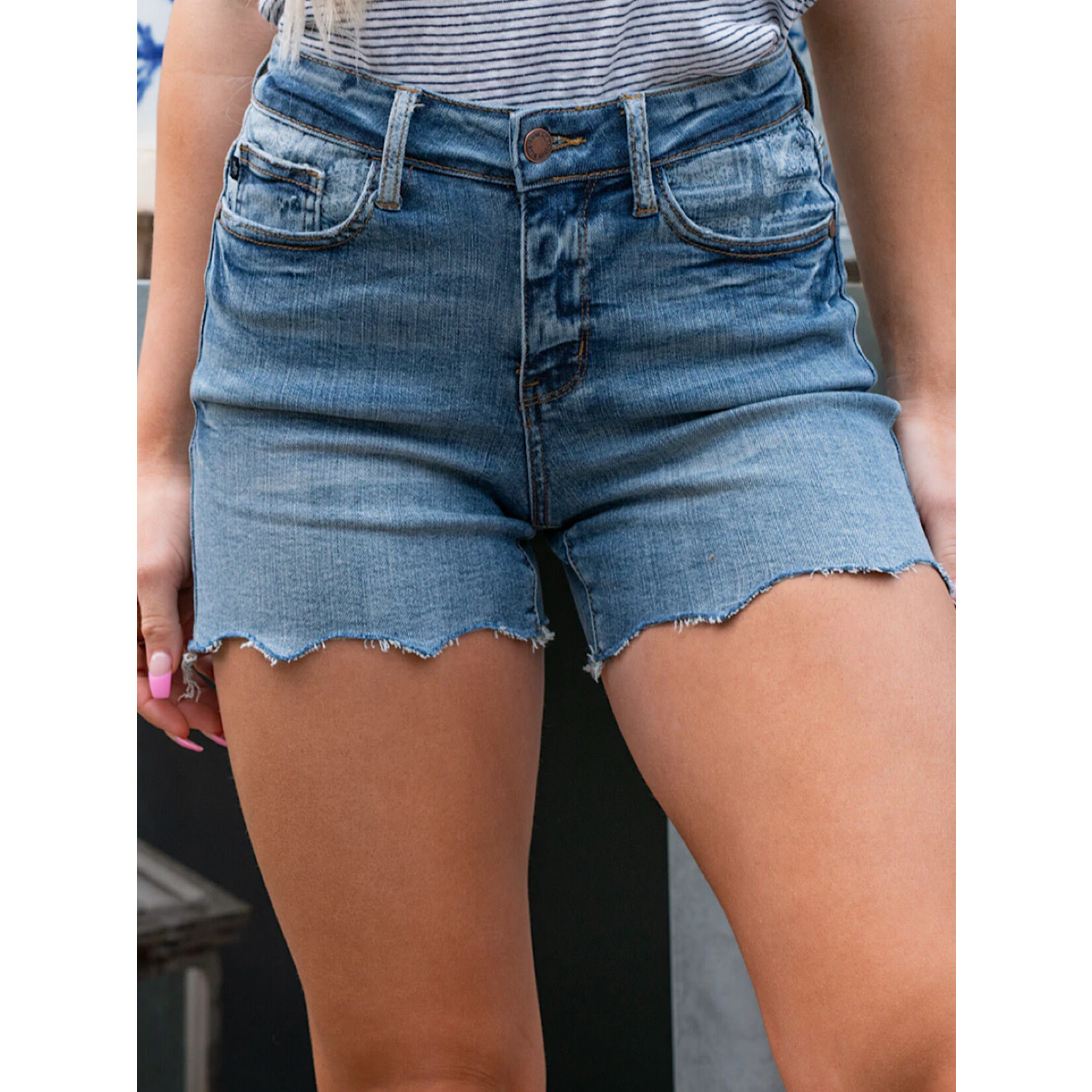 Judy Blue Plus JB150106 M/R Paisley Bandana Shorts