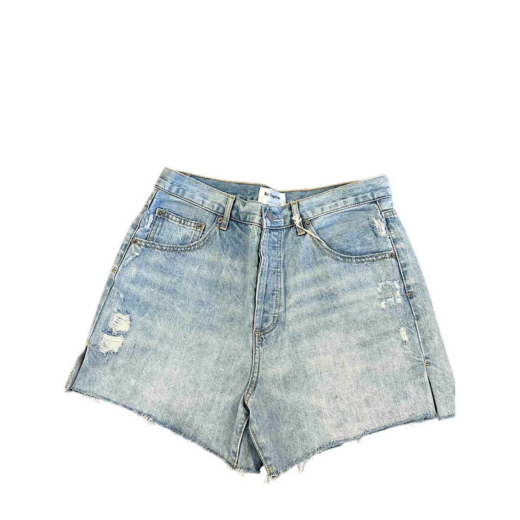Button Fly Side Slit Shorts