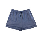 Navy Curvy Cotton Slub Frayed Shorts