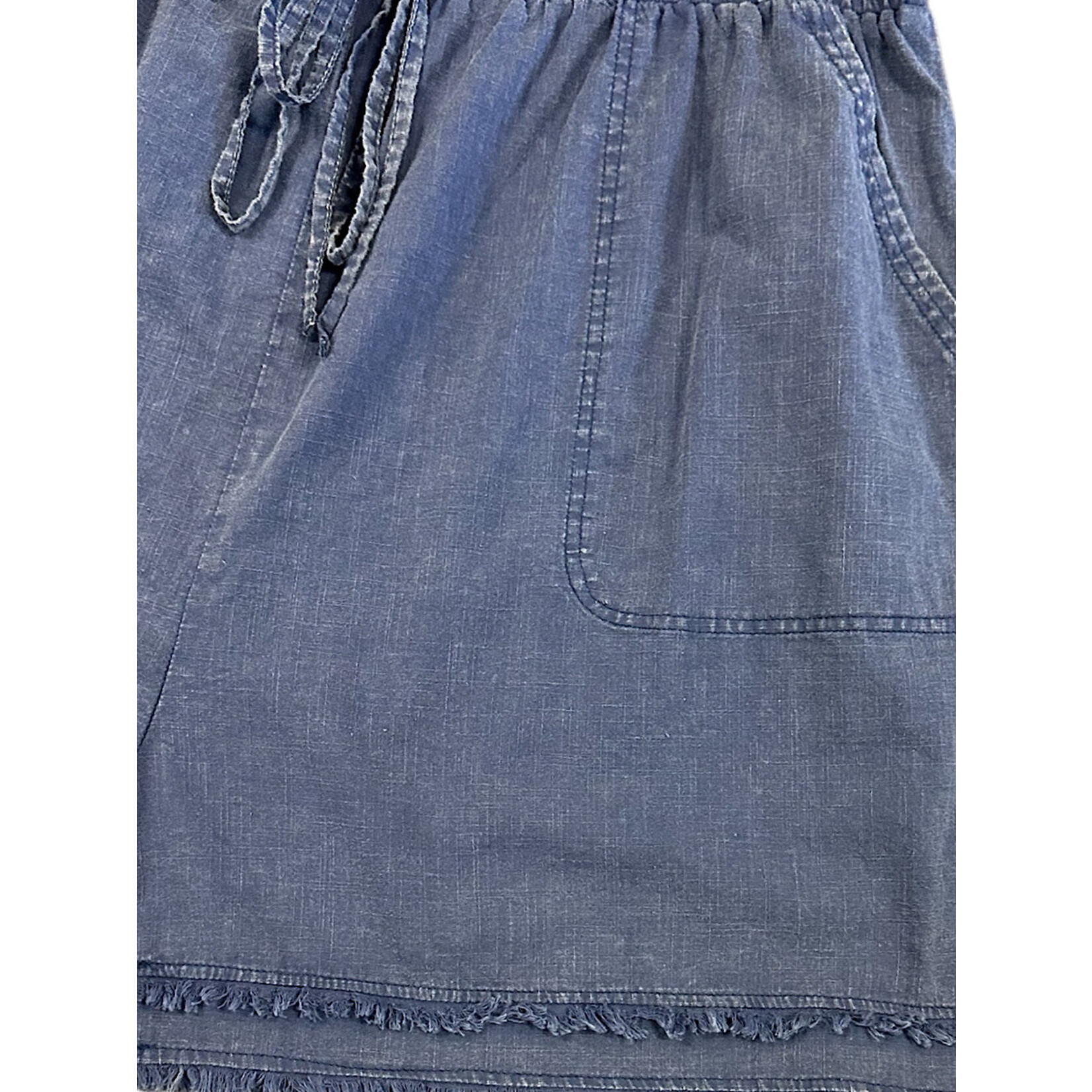 Navy Curvy Cotton Slub Frayed Shorts