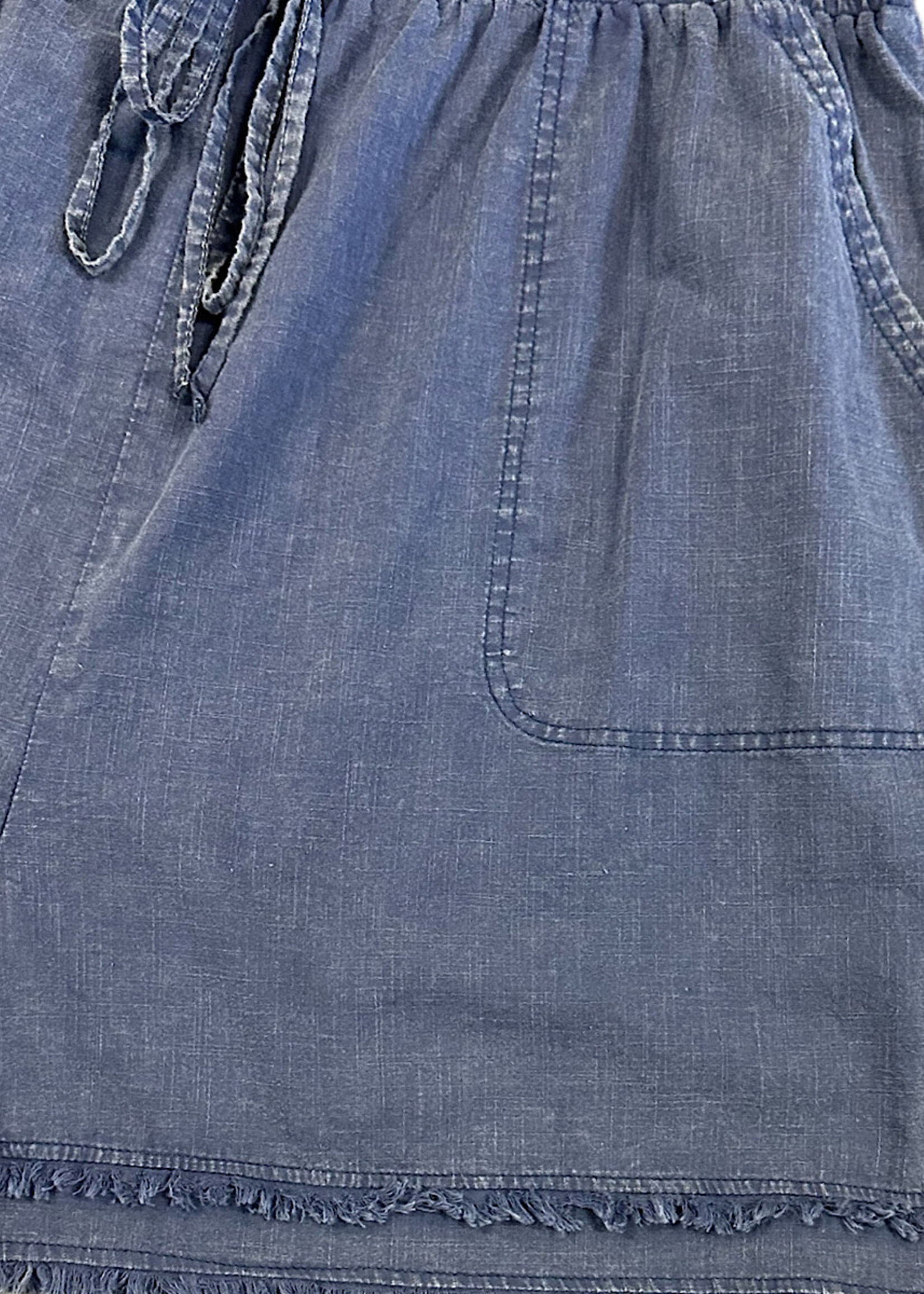Navy Curvy Cotton Slub Frayed Shorts