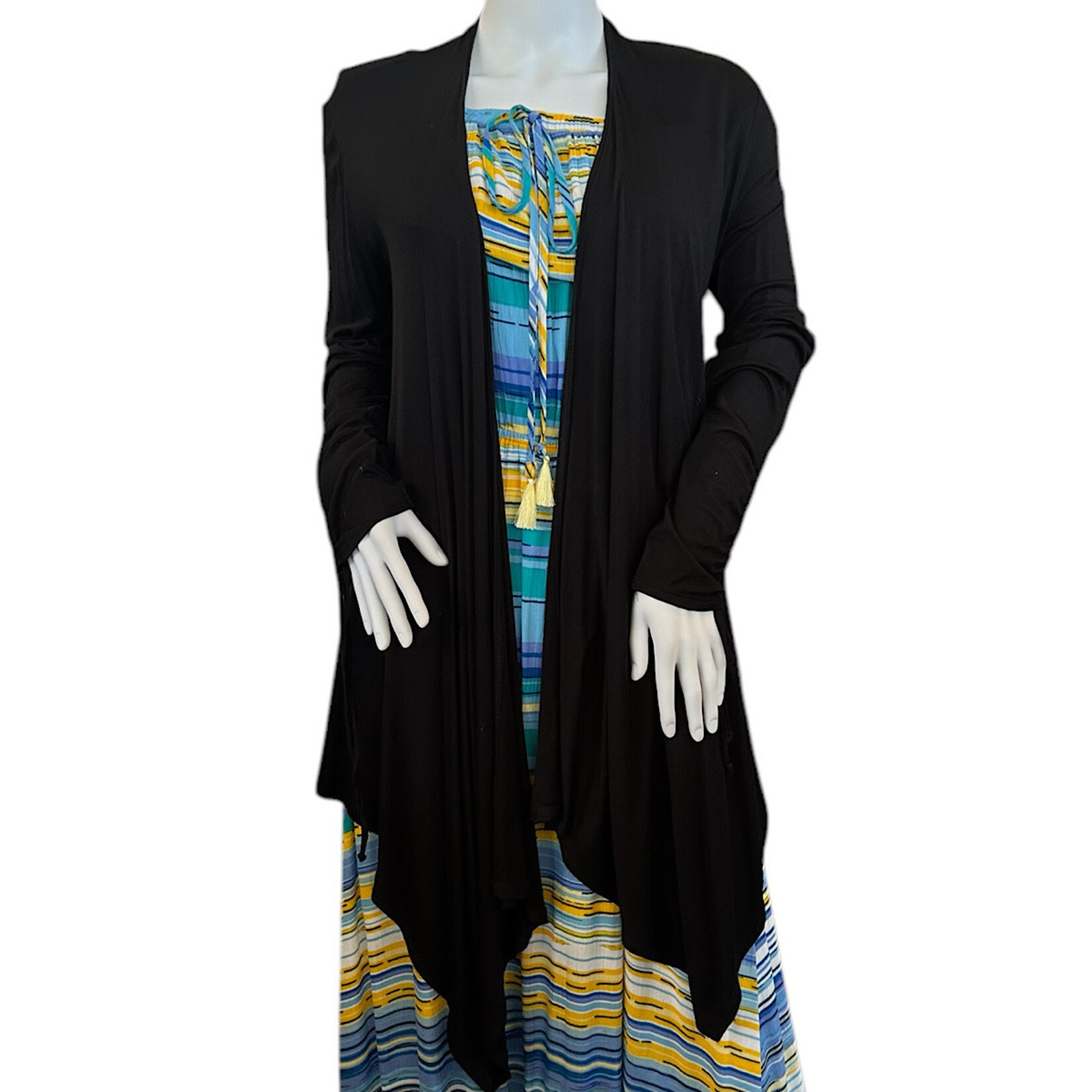 Black Cinch Waist Cardigan