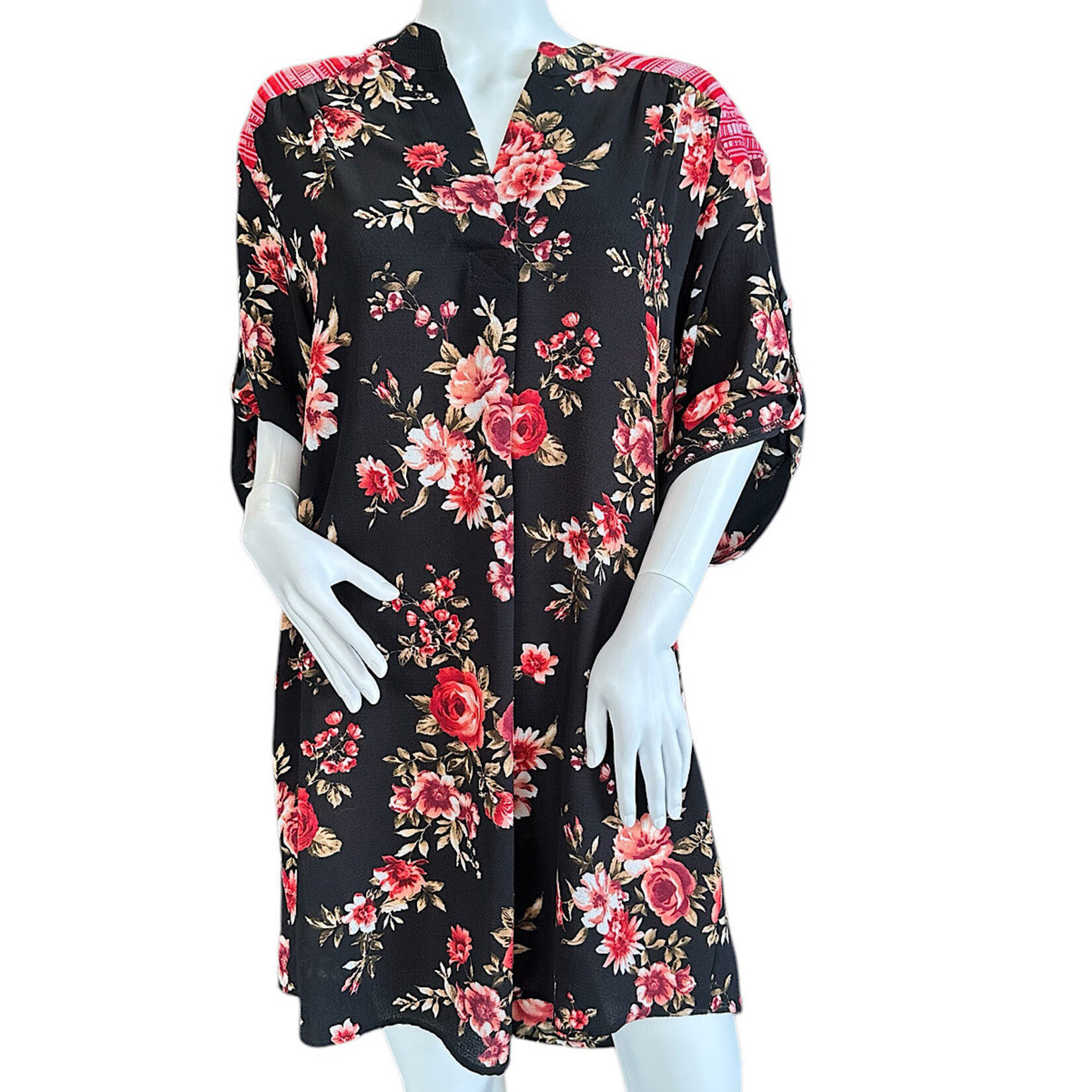 Candice Mandarin Collar Henley Tunic Dress