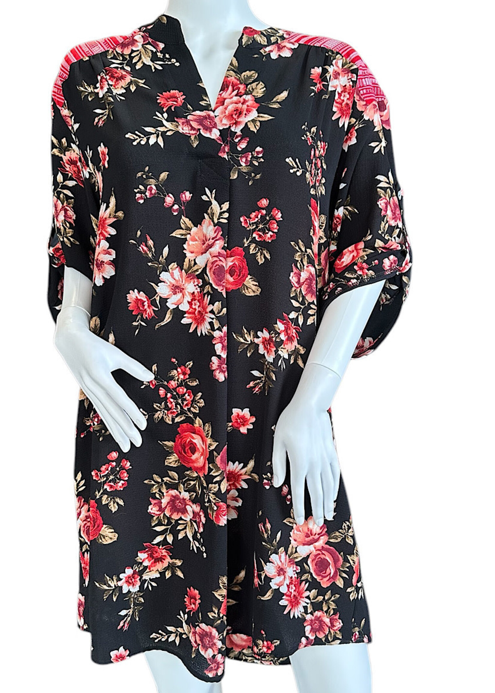 Candice Mandarin Collar Henley Tunic Dress