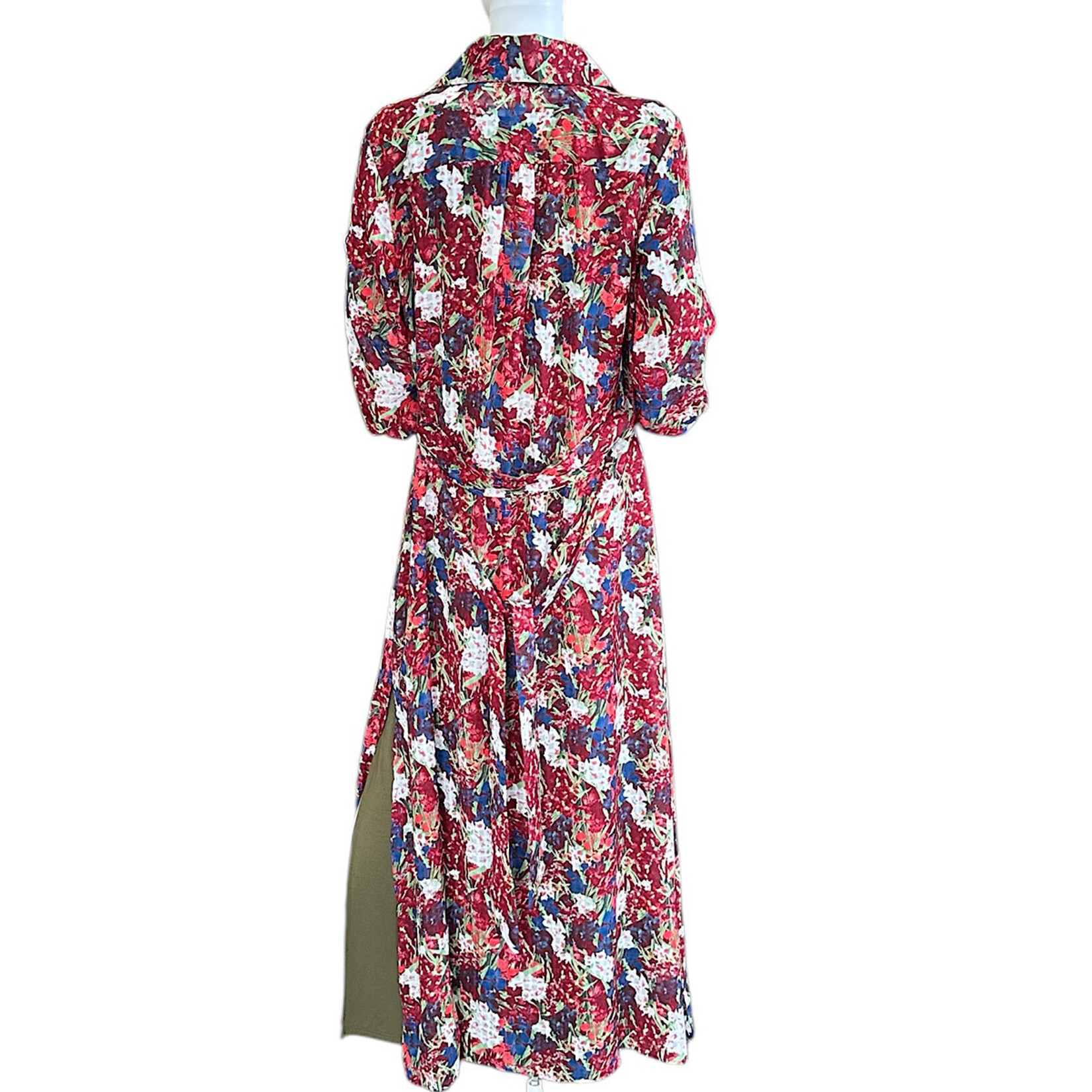 Christine Button Down Maxi Shirt Dress Wine
