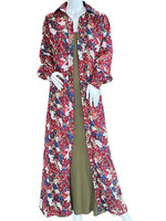 Christine Button Down Maxi Shirt Dress Wine