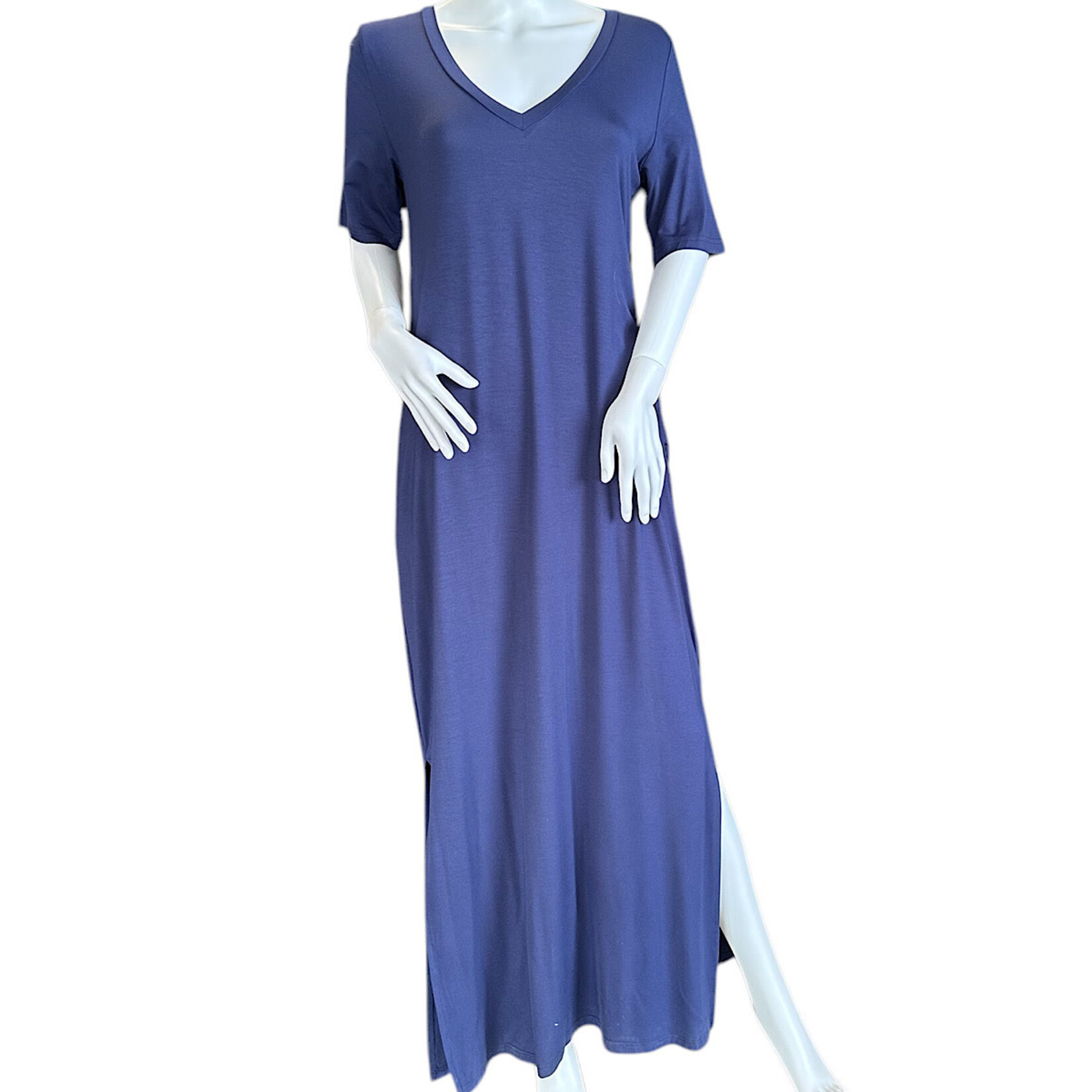 Addy V-Neck Dress with Side Slits & Pockets