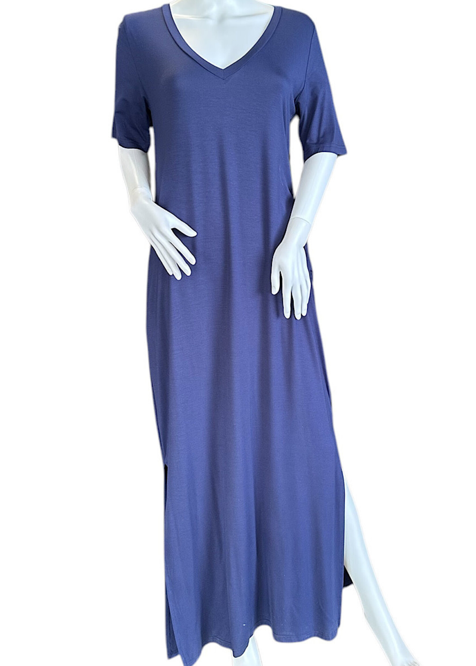 Addy V-Neck Dress with Side Slits & Pockets