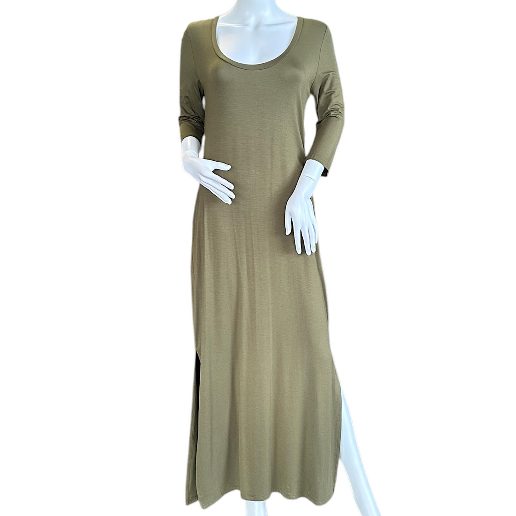 Camryn Scoop Neck Dress with Side Slits & Pockets