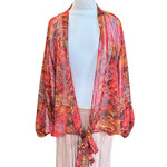 Rust Front Tie Knot Oversized Print Top