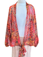 Rust Front Tie Knot Oversized Print Top