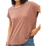 Hazelnut Boxy Linen Cap Sleeve Tee