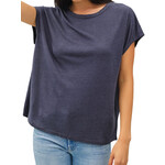 Charcoal Boxy Linen Cap Sleeve Tee