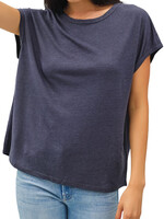 Charcoal Boxy Linen Cap Sleeve Tee