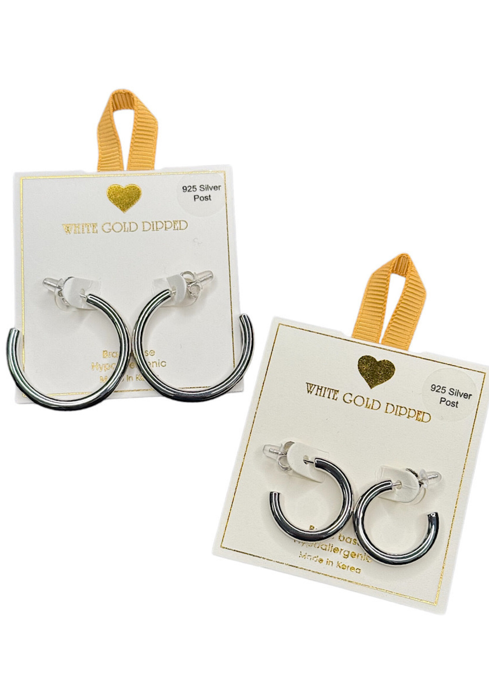 Yellow Ribbon Hoops 925 Silver Post  Butterfly Back