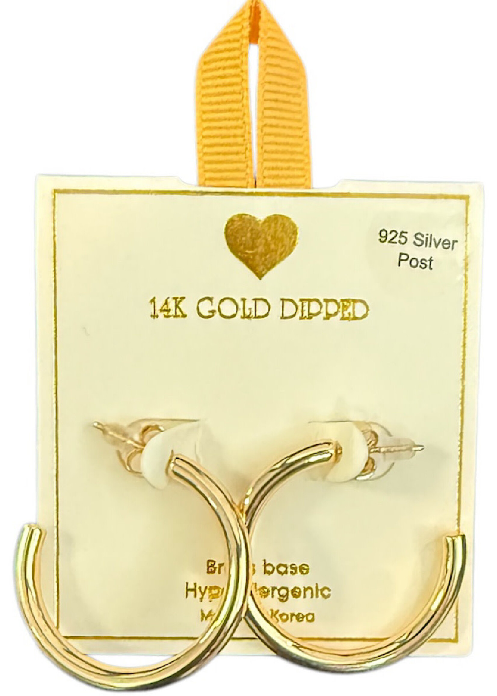 Yellow Ribbon Hoops 925 Silver Post  Butterfly Back