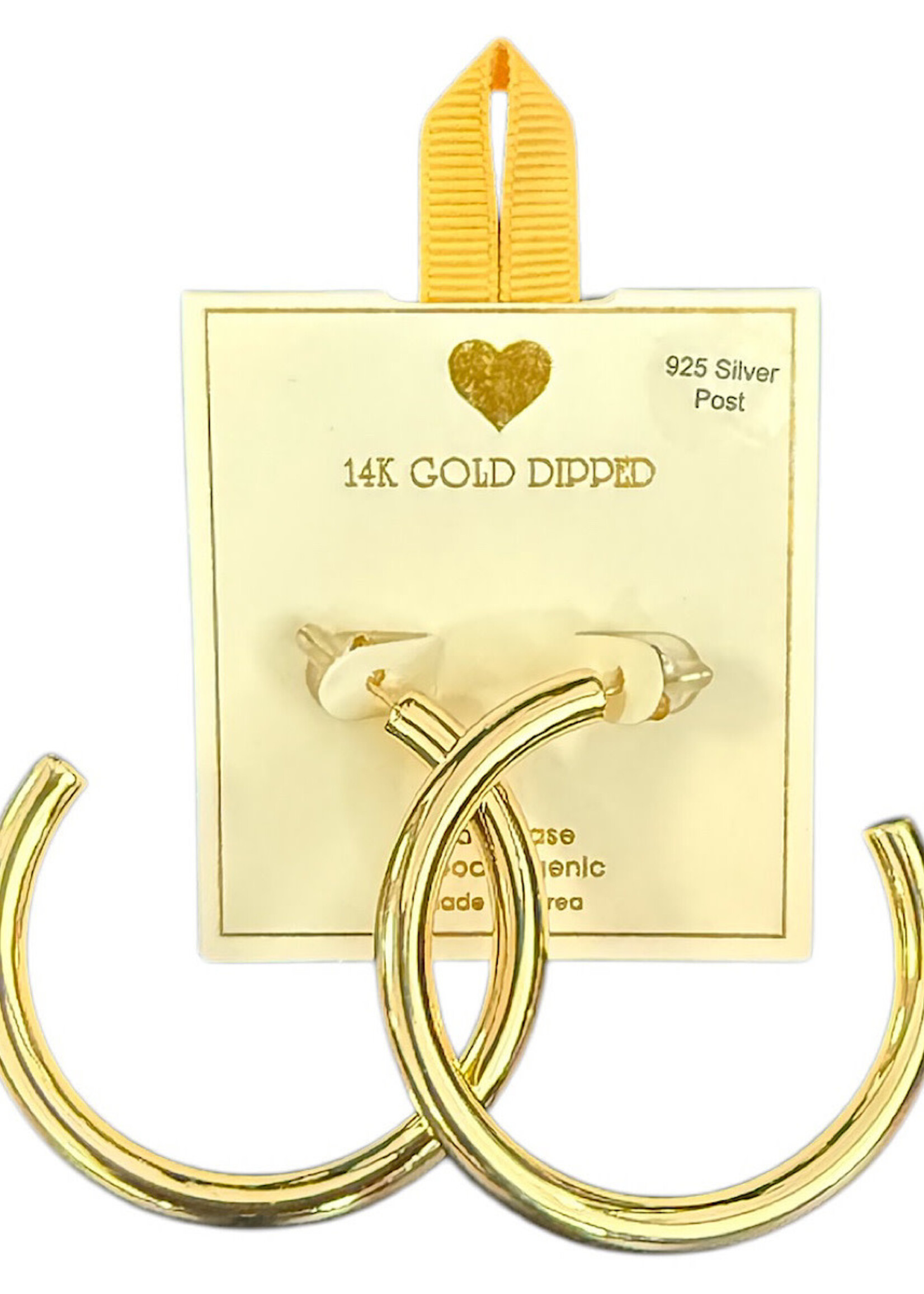 Yellow Ribbon Hoops 925 Silver Post  Butterfly Back