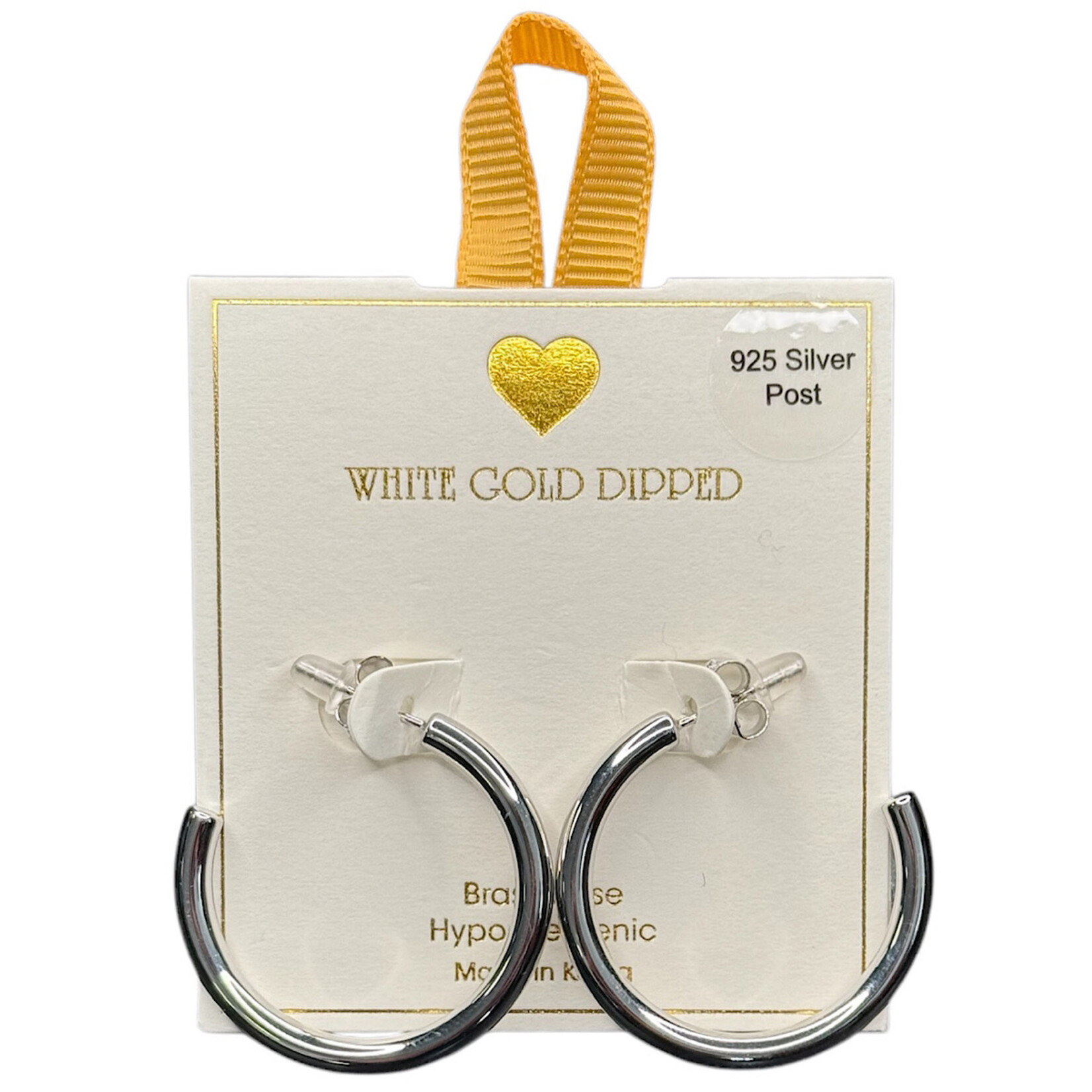 Yellow Ribbon Hoops 925 Silver Post  Butterfly Back