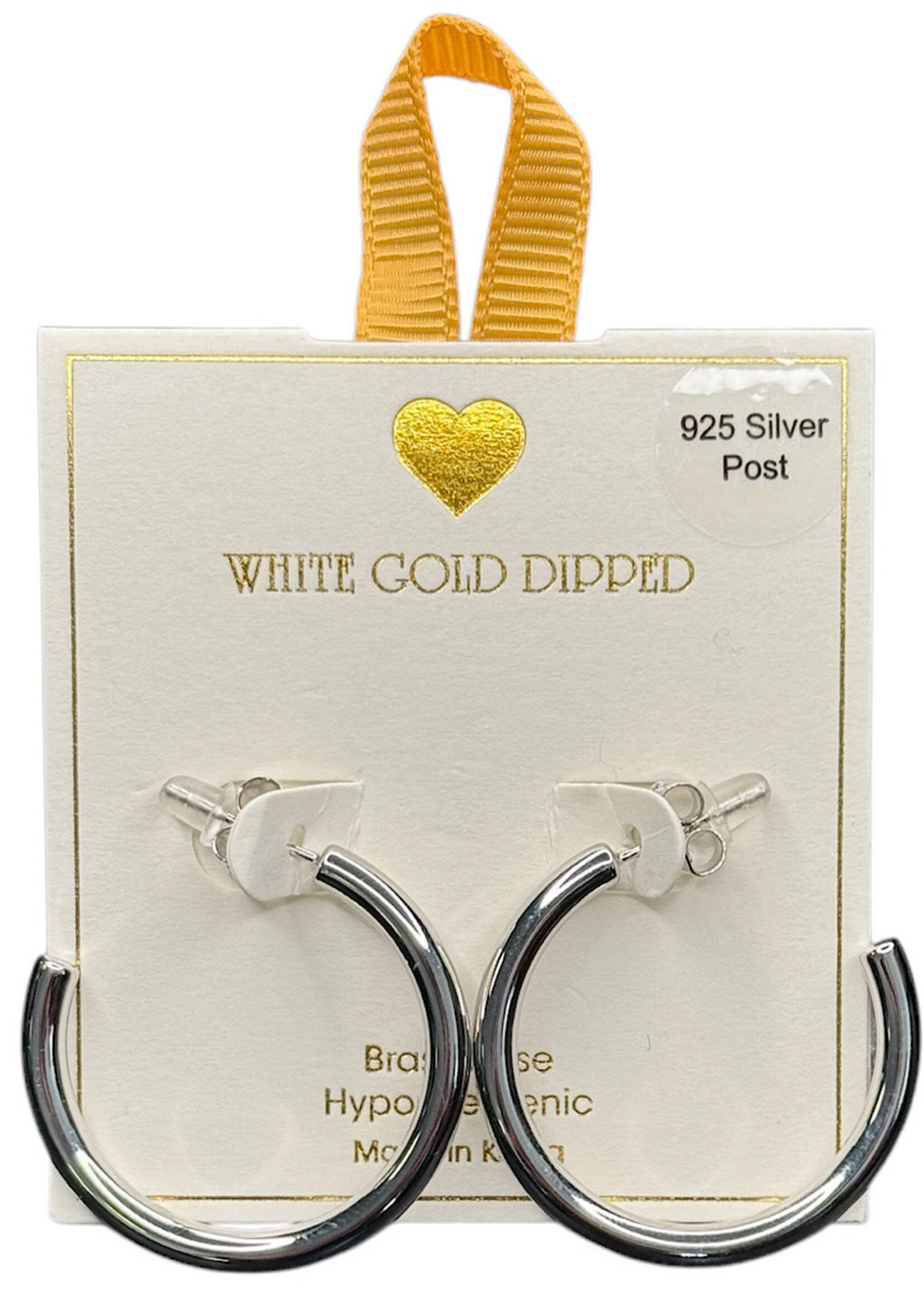 Yellow Ribbon Hoops 925 Silver Post  Butterfly Back