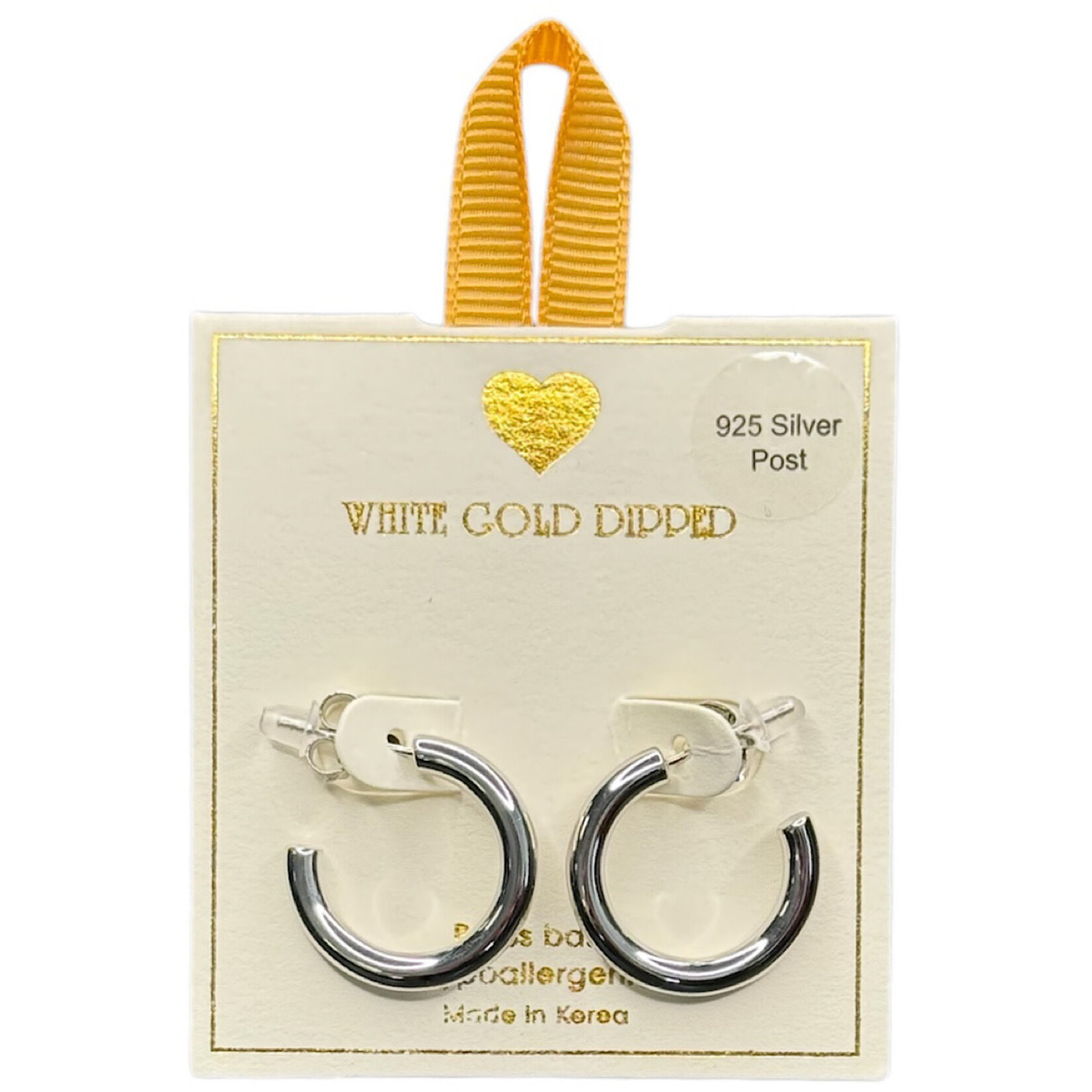 Yellow Ribbon Hoops 925 Silver Post  Butterfly Back