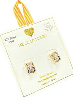 Yellow Ribbon CZ Hoops 925 Silver Post Butterfly Back