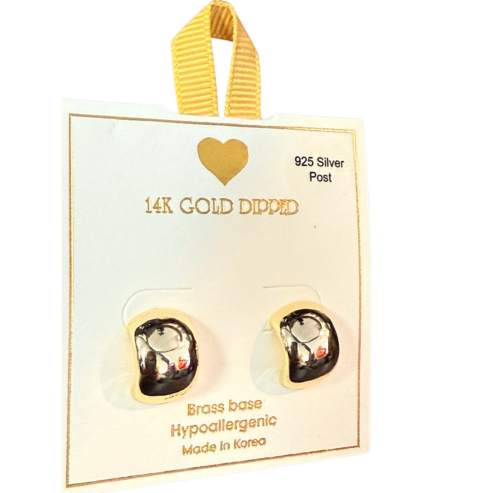 Yellow Ribbon Chunky Hoop 925 Silver Post