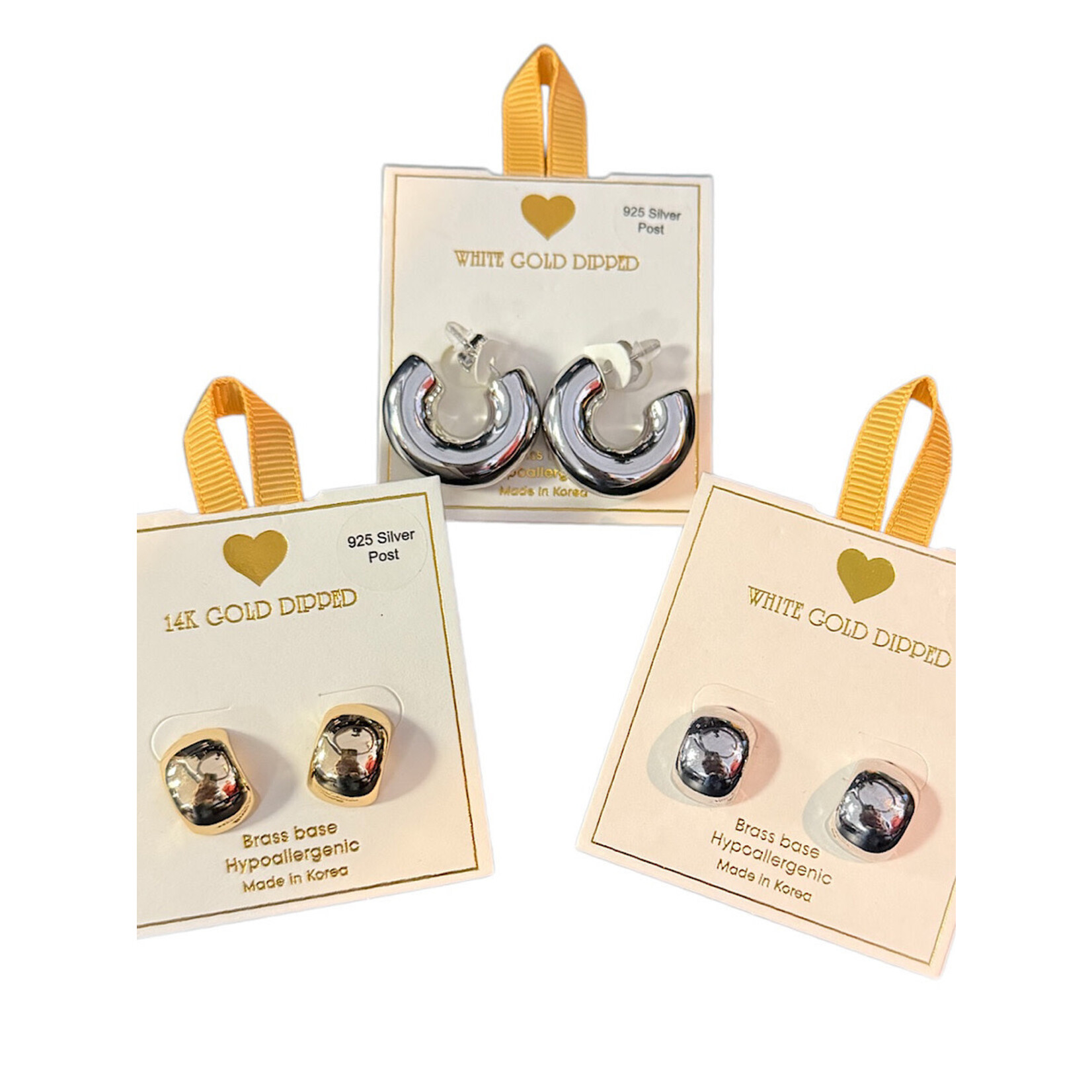 Yellow Ribbon Chunky Hoop 925 Silver Post