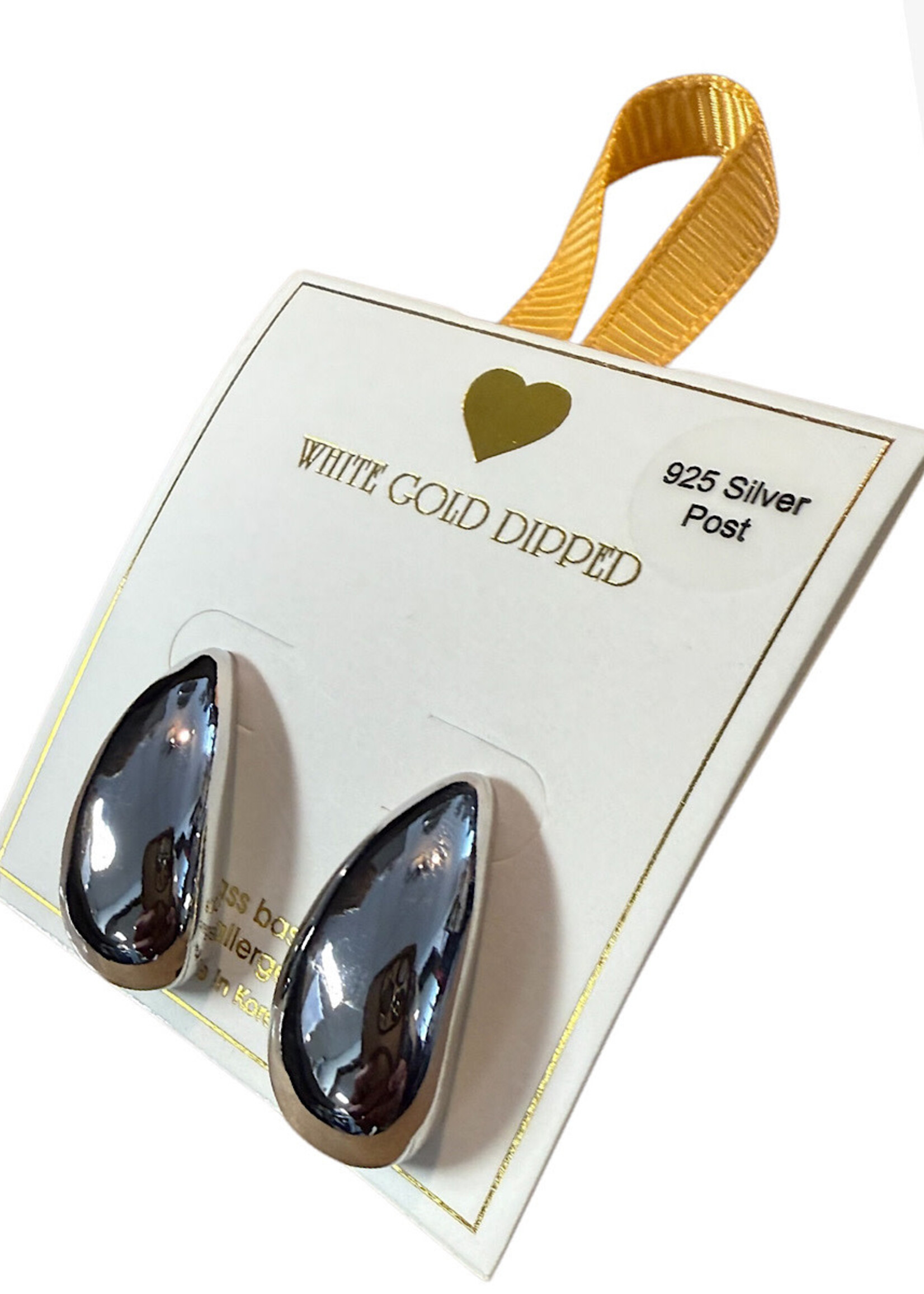 Yellow Ribbon Tear Drop Half Chunky Hoop 925 Silver Post