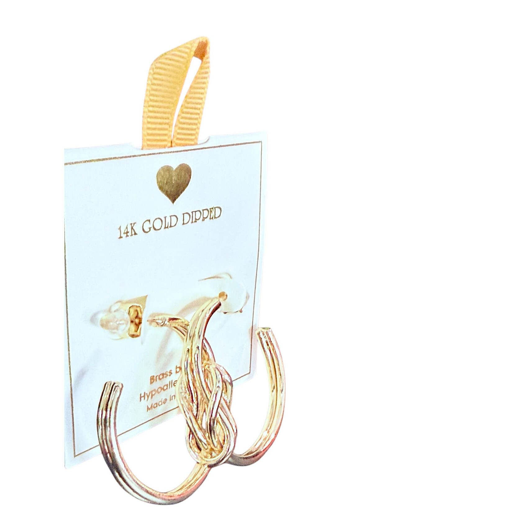 Yellow Ribbon Fashion Hoops 14K Dipped 925 Silver Post