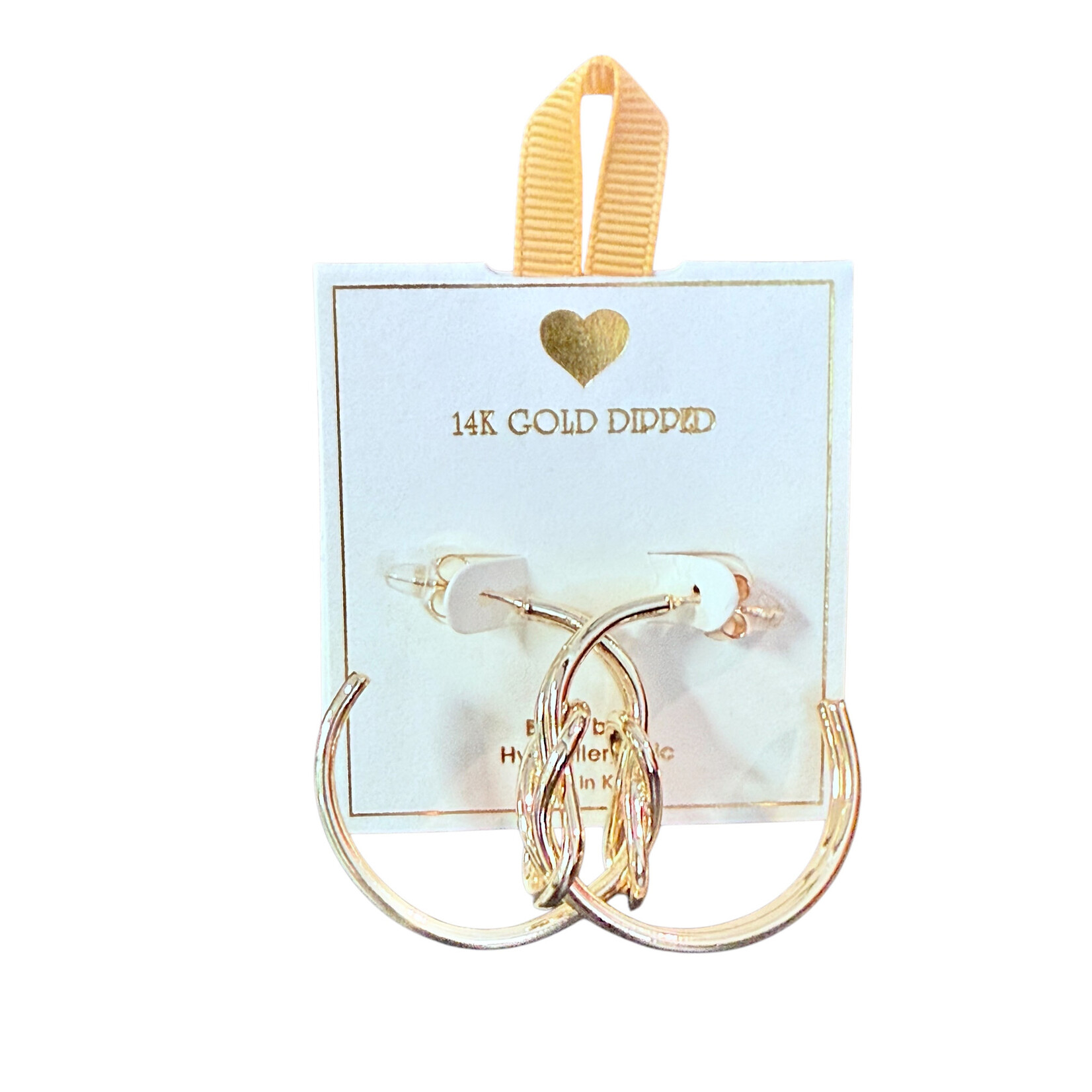 Yellow Ribbon Fashion Hoops 14K Dipped 925 Silver Post