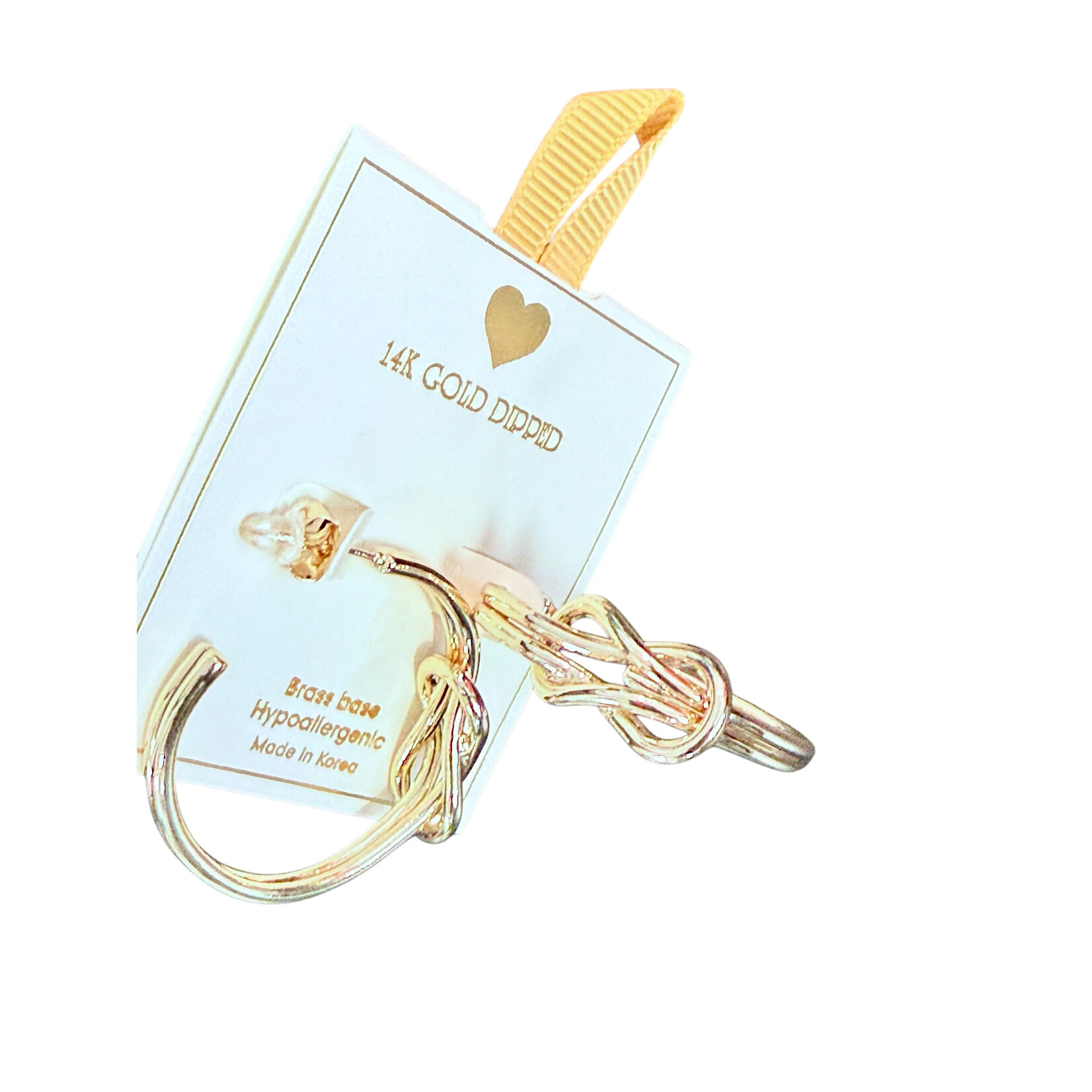 Yellow Ribbon Fashion Hoops 14K Dipped 925 Silver Post