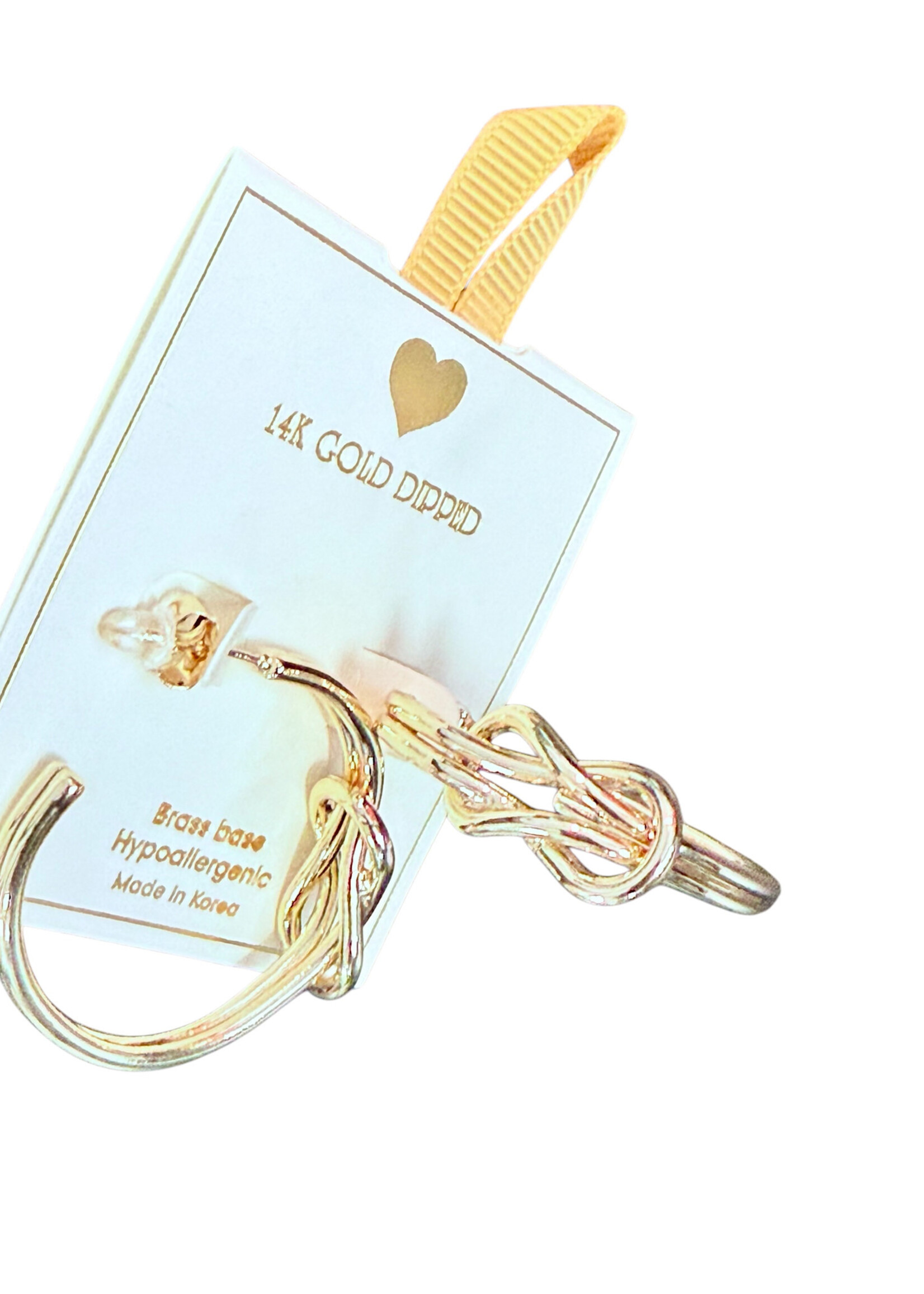 Yellow Ribbon Fashion Hoops 14K Dipped 925 Silver Post