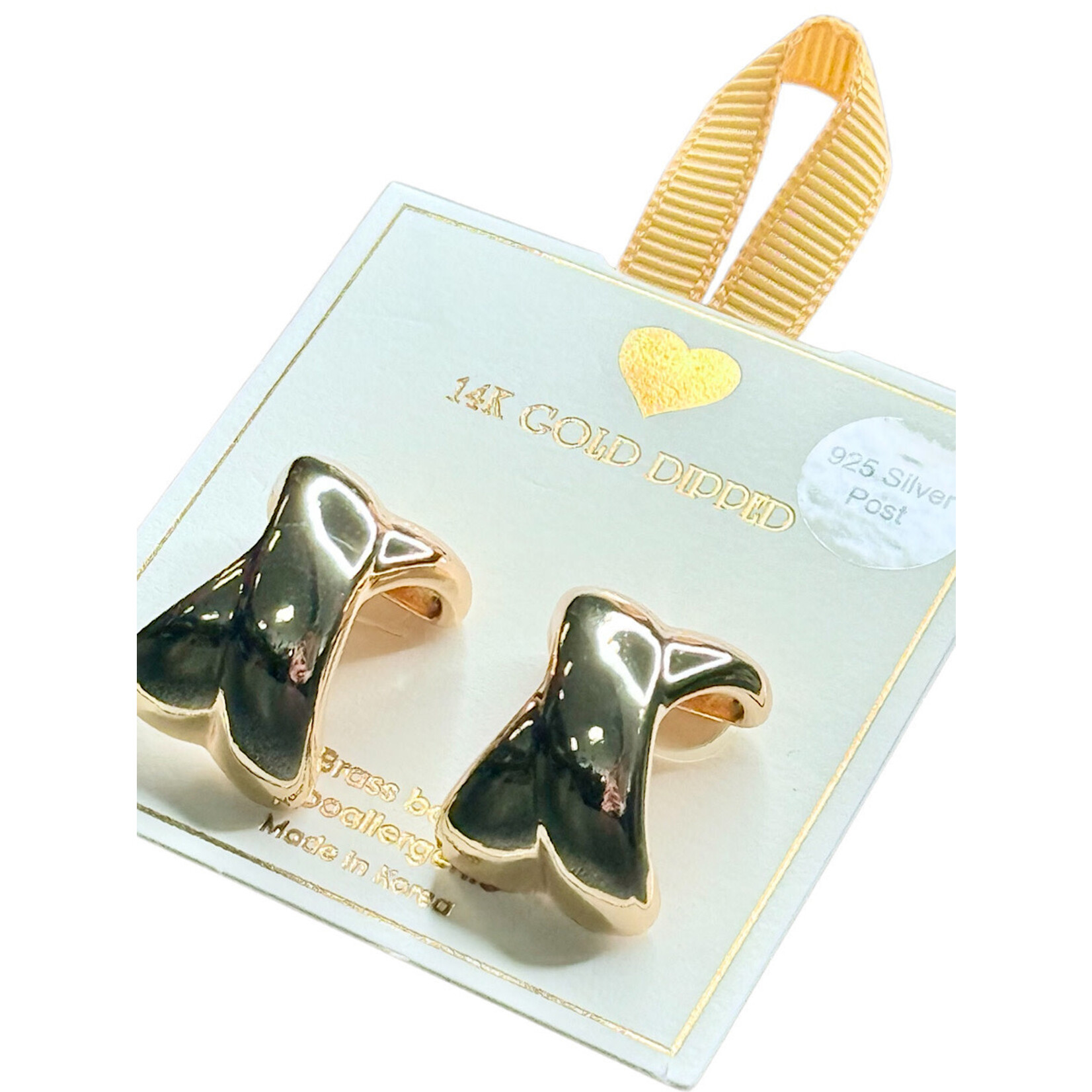 Yellow Ribbon Fashion Hoops 14K Dipped 925 Silver Post