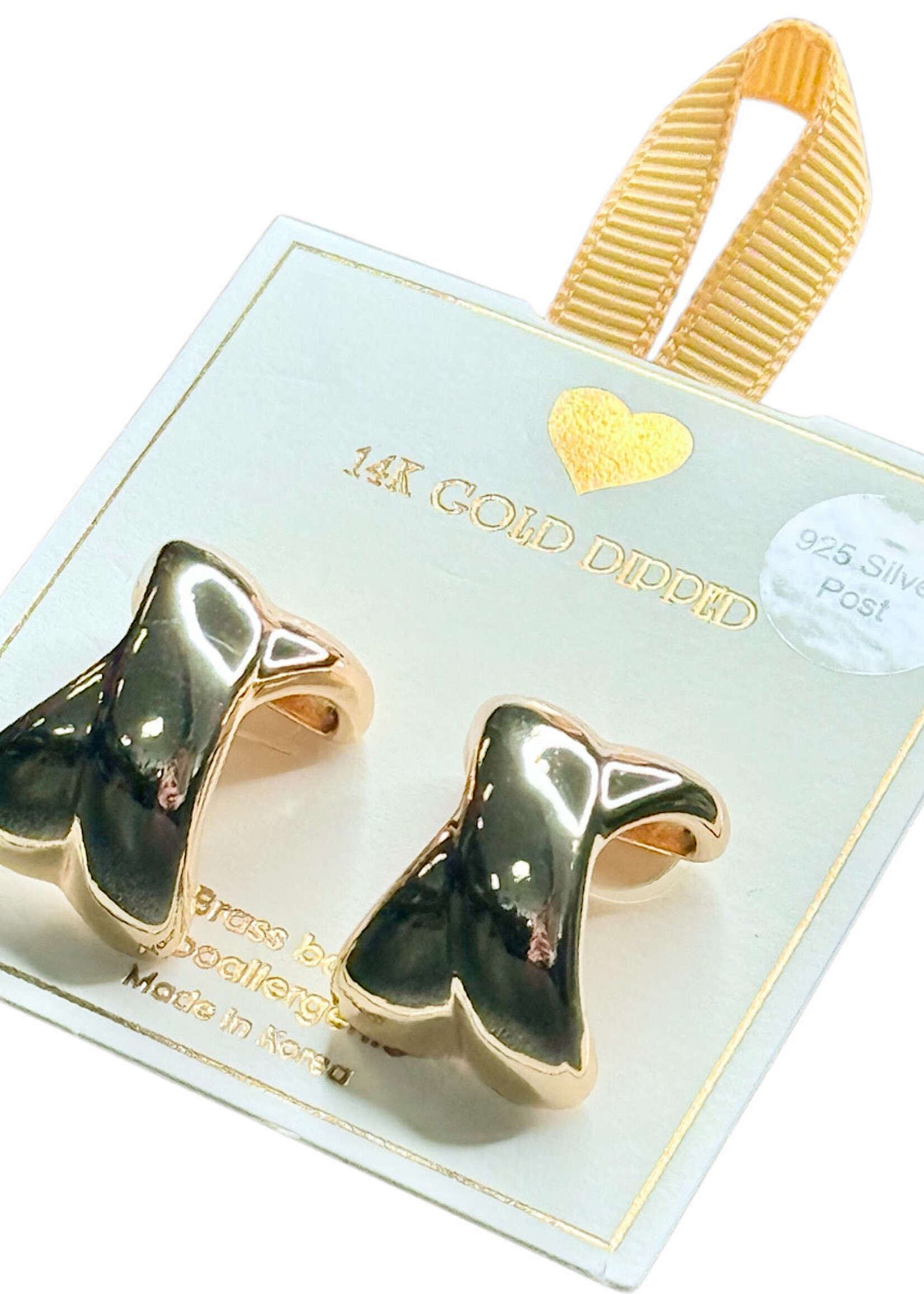 Yellow Ribbon Fashion Hoops 14K Dipped 925 Silver Post