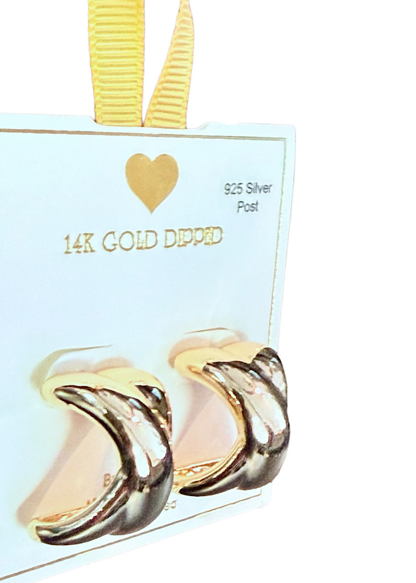 Yellow Ribbon Fashion Hoops 14K Dipped 925 Silver Post