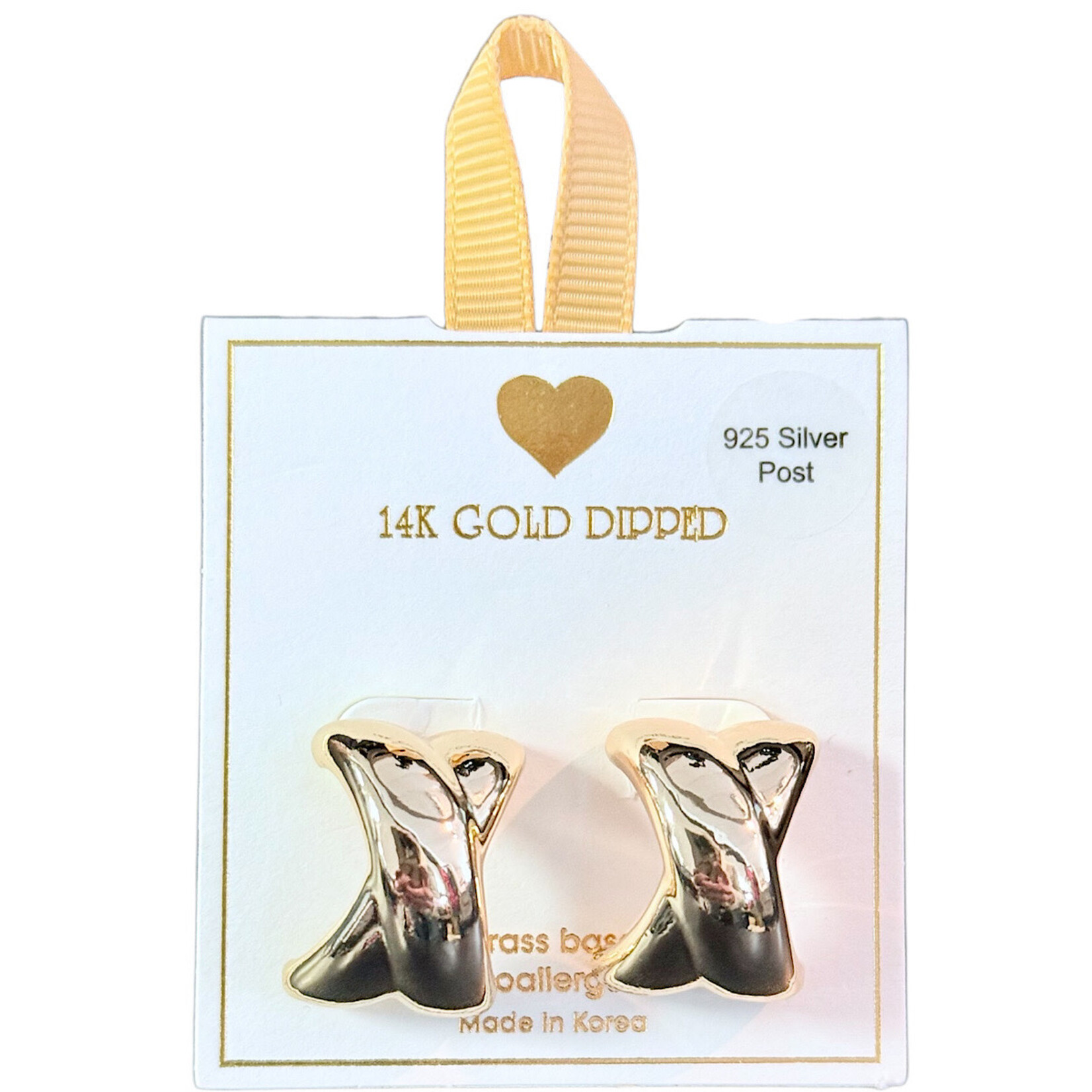 Yellow Ribbon Fashion Hoops 14K Dipped 925 Silver Post