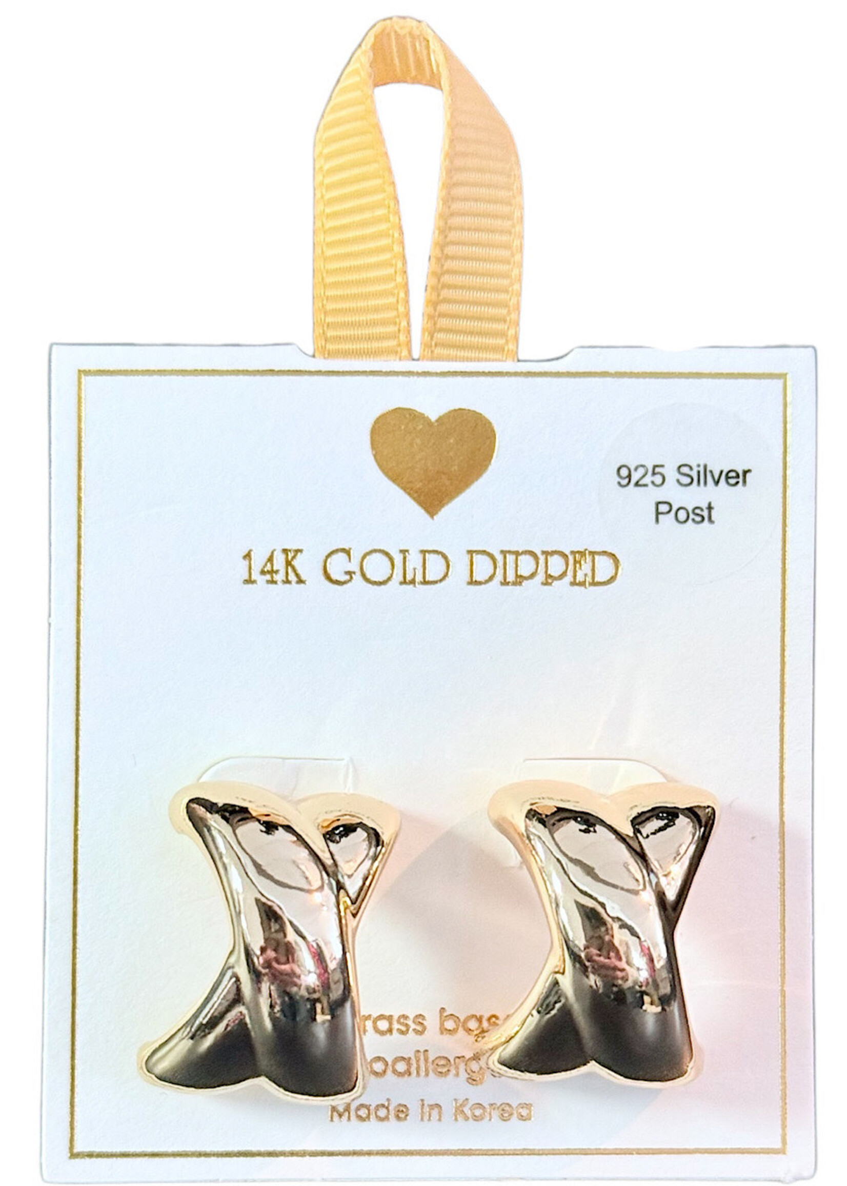 Yellow Ribbon Fashion Hoops 14K Dipped 925 Silver Post