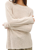 Beige Lightweight Cotton Slub Sweater
